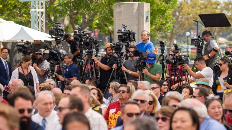 Guests and media turnout for the LA Memorial Coliseum reopening celebration, August 15, 2019. (Photo/Gus Ruelas)